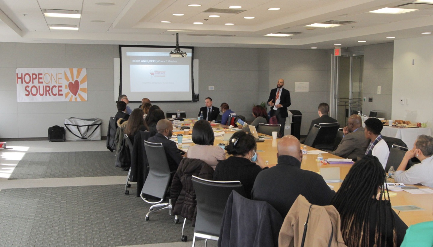 Community members gathered at a HopeOneSource service provider convening.